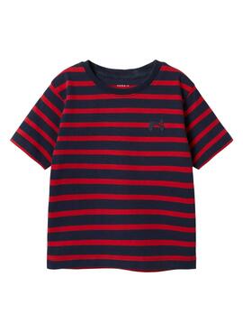 Camiseta Name It Torine vermelha e azul marinho