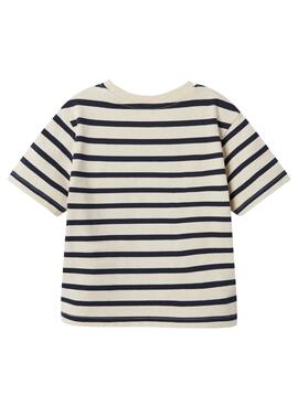 Camiseta Name It Torine branca e azul marinho