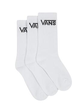 Meias Vans Crew básicas brancas para meninos e meninas