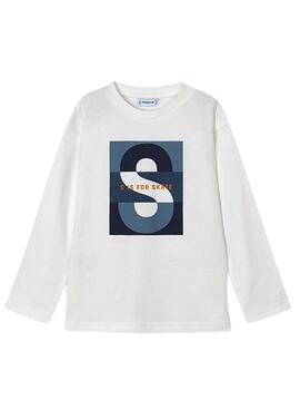 Camiseta Mayoral estampa branca para menino