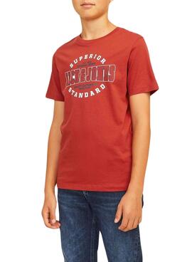 Camiseta Jack and Jones Logo vermelho para menino