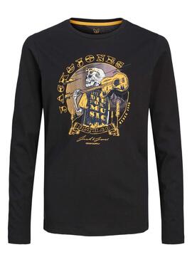 Camiseta Jack and Jones Skull preta para menino
