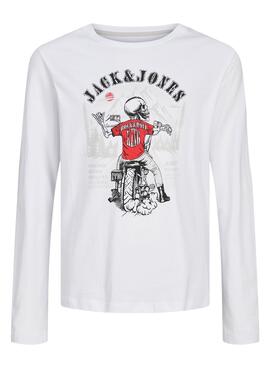 Camisa Jack and Jones Skull branca para meninos