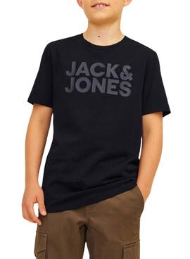 Camiseta Jack and Jones Corp logo preto para menino