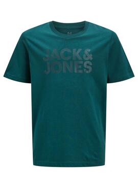 Camiseta Jack and Jones Corp logo verde para menino