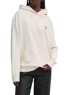 Moletom Tommy Jeans Luxe Oversize bege para mulher
