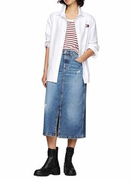 Botas Tommy Jeans de couro com salto e cadarços pretos para mulher