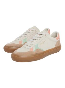 Ténis Pepe Jeans Travis retro branco para mulher