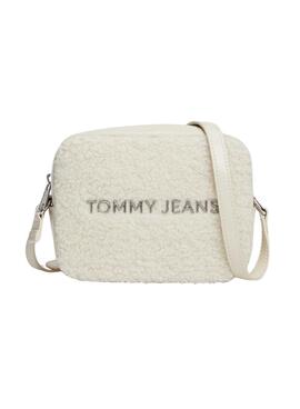 Bolsa Tommy Jeans a tiracolo Sherpa bege para mulher