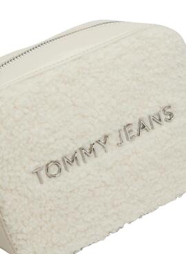 Bolsa Tommy Jeans a tiracolo Sherpa bege para mulher