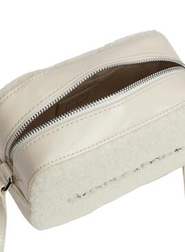 Bolsa Tommy Jeans a tiracolo Sherpa bege para mulher
