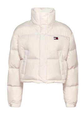 Plumífero Tommy Jeans Alaska bandeira nas costas branco para mulher
