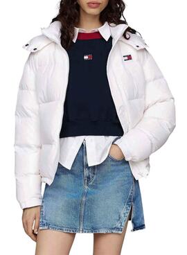 Casaco acolchoado Tommy Jeans Alaska branco para mulher
