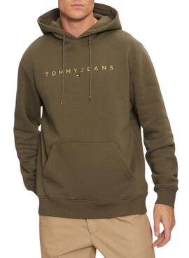 Moleton Tommy Jeans Linear Gold verde para homem