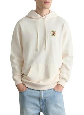 Sweatshirt com capuz Tommy Jeans Crest bege para homem