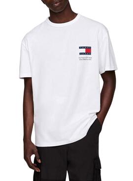Camiseta Tommy Jeans Novelty branca estampada nas costas para homem