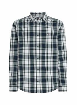 Camisa Tommy Jeans Poplin xadrez azul para homem