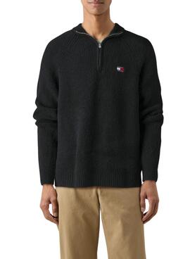 Jersey Tommy Jeans Raglan com zíper preto para homem