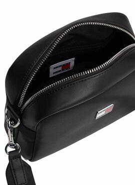 Bolsa Tommy Jeans tiracolo Archive preta para mulher