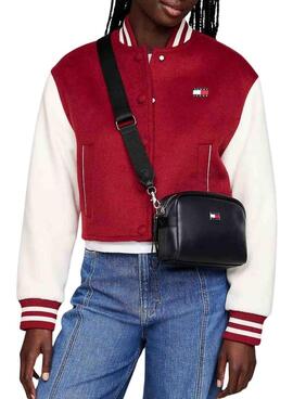 Bolsa Tommy Jeans tiracolo Archive preta para mulher