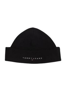 Touca Tommy Jeans linear logo preta para homens