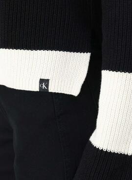 Suéter Calvin Klein Jeans Chunky Preto e Branco para mulher
