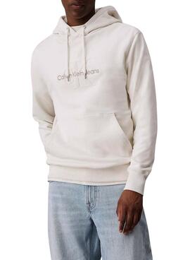 Moletom Calvin Klein Jeans Chenille bege para homem