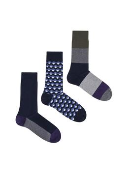  Pack de Meias Pepe Jeans Colorblock Azul Marinho para homem