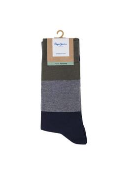  Pack de Meias Pepe Jeans Colorblock Azul Marinho para homem