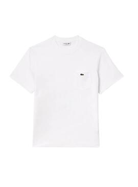 Camiseta Lacoste Pocket branca para homem
