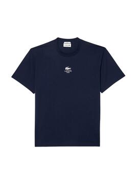 Camiseta Lacoste Paris azul marinho para mulher e homem