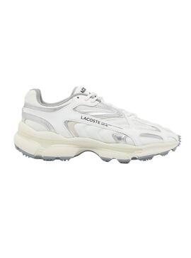 Ténis Lacoste L003 Branco e Prata para homem