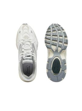 Ténis Lacoste L003 Branco e Prata para homem