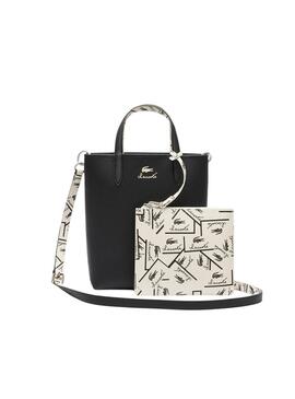 Bolsa Lacoste Anna Vertical branca e preta para mulher
