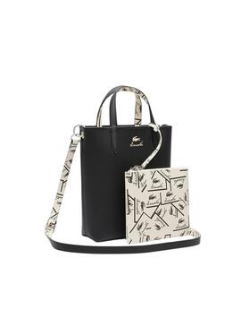 Bolsa Lacoste Anna Vertical branca e preta para mulher