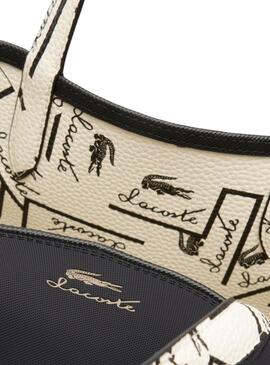 Bolsa Lacoste Anna Vertical branca e preta para mulher