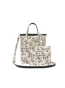 Bolsa Lacoste Anna Vertical branca e preta para mulher