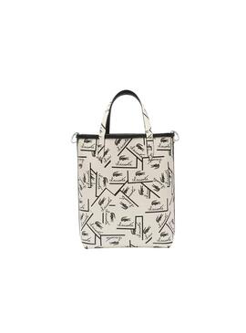 Bolsa Lacoste Anna Vertical branca e preta para mulher