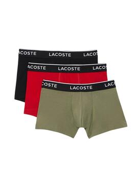 Boxers Lacoste Boxer Verde, Vermelho e Preto para homem