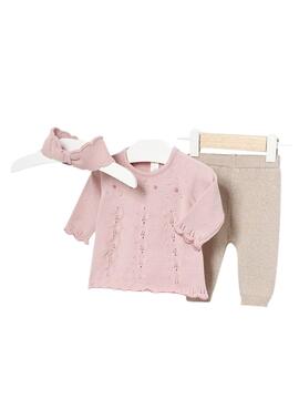 Conjunto de Tricot Três Peças para recém-nascido