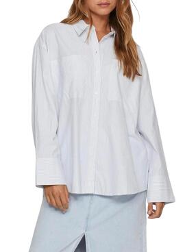 Camisa Vila Vifine Listas Azuis Oversized para mulher