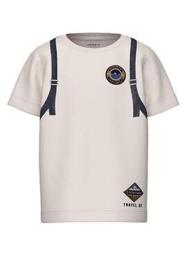 Camiseta Name It Lucas Espírito Viajante Cru para menino