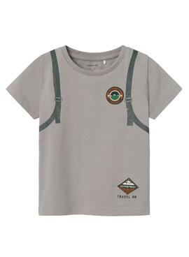 T-shirt Name It Lucas Espírito Viajante Cinza para menino