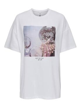 Camiseta Only Melina Queen branca para mulher