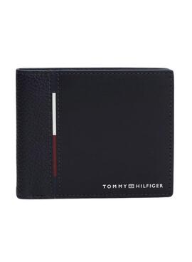 Carteira Tommy Hilfiger casual de couro azul marinho para homem