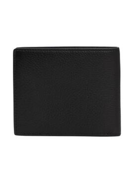 Carteira Tommy Hilfiger casual de couro preto para homem