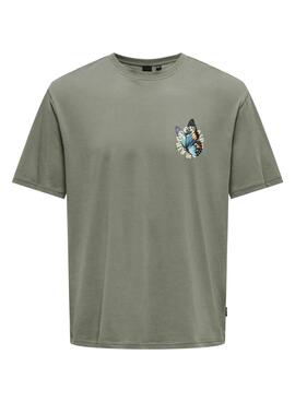 Camiseta Only and Sons Keane verde para homem.