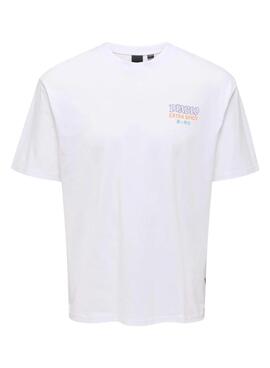 Camiseta Only and Sons Keane branca para homem.