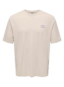 Camiseta Only and Sons Keane bege para homem