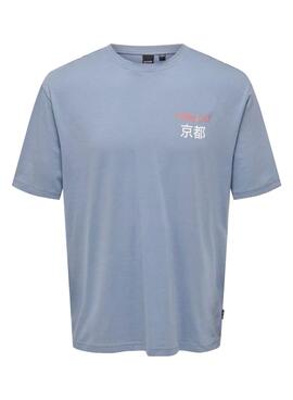 Camiseta Only Keane azul para homem